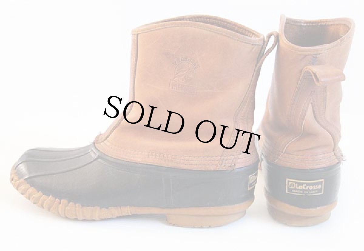 画像2: USA製 LaCrosseラクロス レザー ガムシューズ ブラウン×ダークブラウン 10★ビーンブーツ (2)