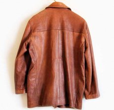 画像2: LAUREN ラルフローレン ダブルブレスト レザーコート 茶 10 (2)