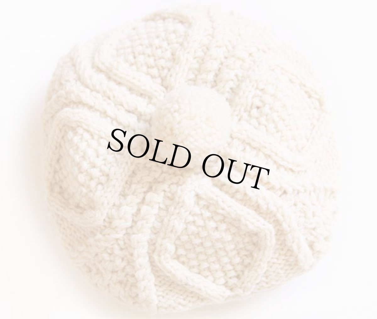 画像2: アイルランド製 Loch Garman ケーブル編み ウール ハンドニット ベレー帽 ナチュラル★フィッシャーマン (2)