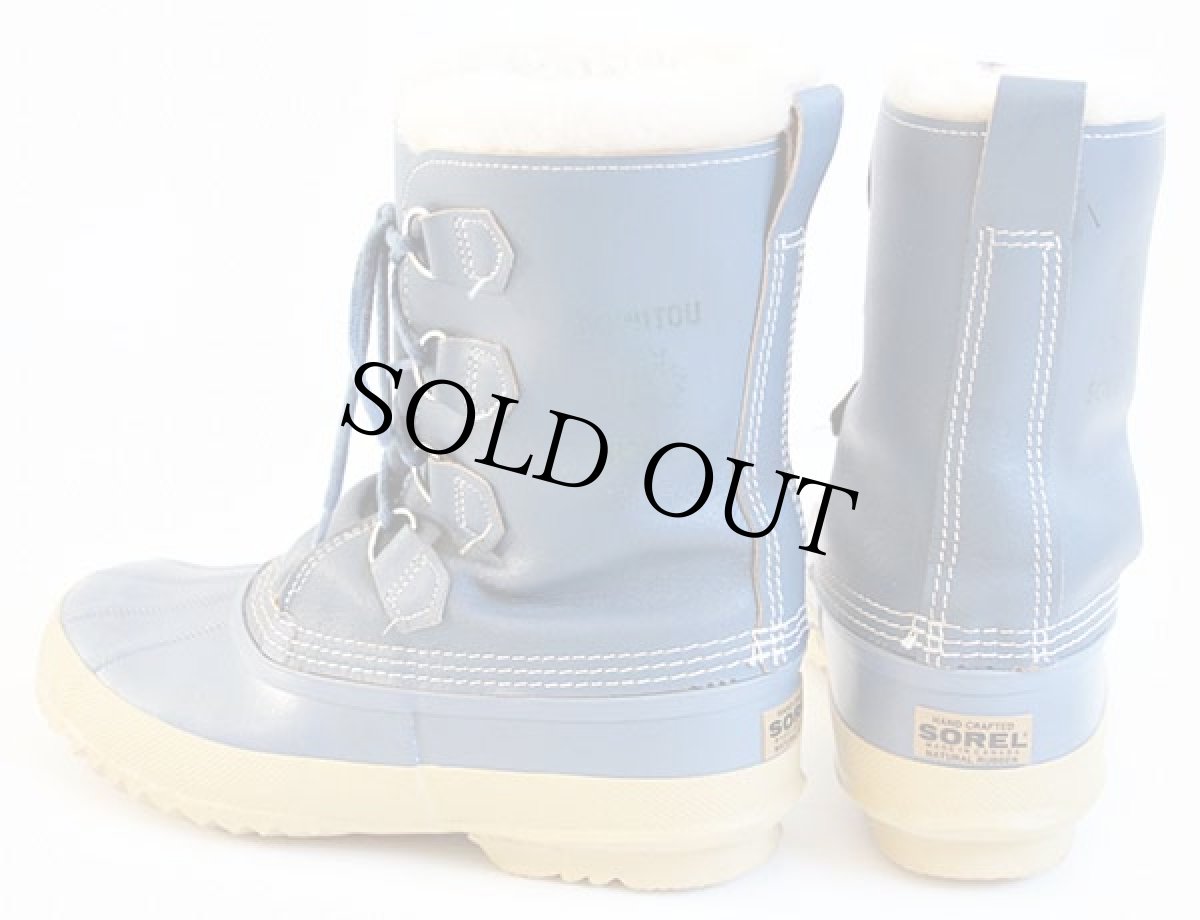 画像2: カナダ製 SORELソレル レザー スノーブーツ ブルーグレー W9 (2)