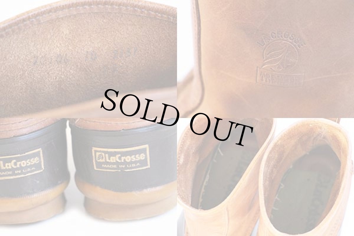 画像5: USA製 LaCrosseラクロス レザー ガムシューズ ブラウン×ダークブラウン 10★ビーンブーツ (5)