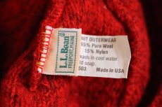 画像6: 80s USA製 L.L.Bean 耳当て付き ウール ニットキャップ 杢レッド (6)