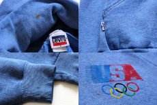 画像3: 80s USA製 Levi'sリーバイス USA OLYMPICオリンピック スウェットパーカー 杢ブルー L (3)