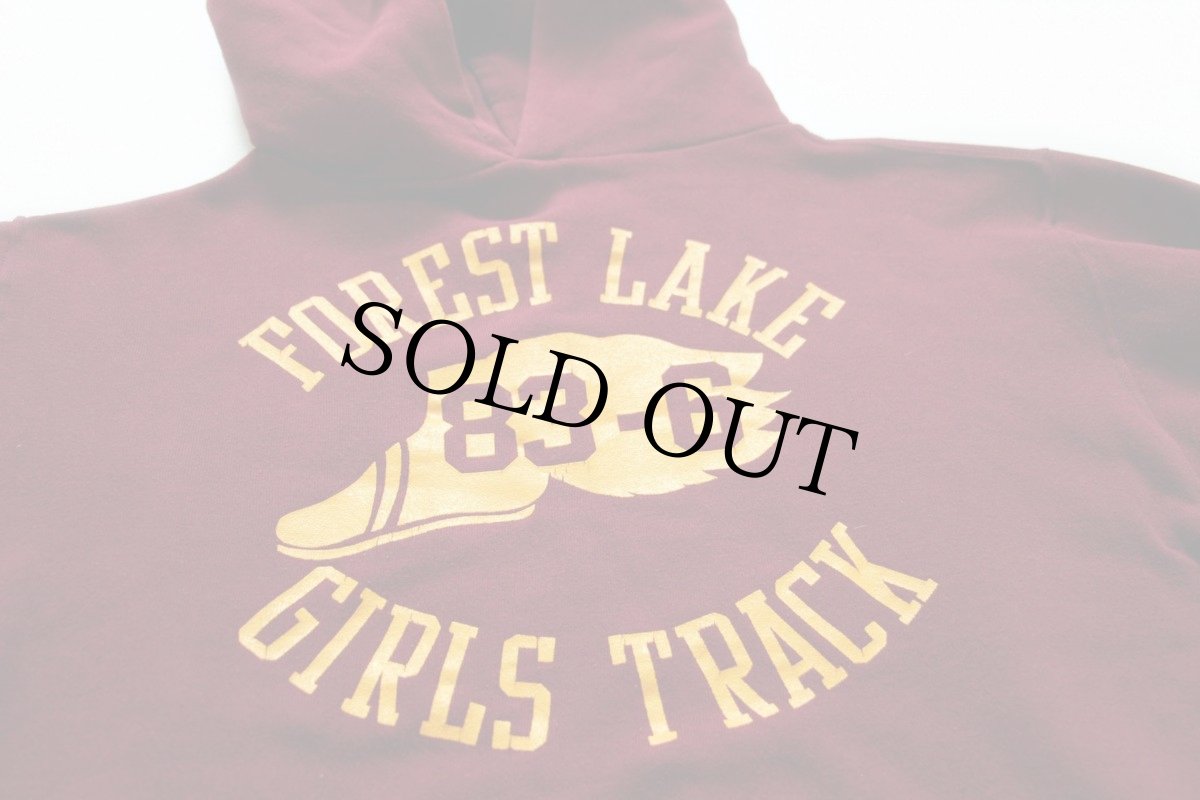 画像2: 80s USA製 RUSSELLラッセル ウイングフット 三段中抜き スウェットパーカー バーガンディ M (2)