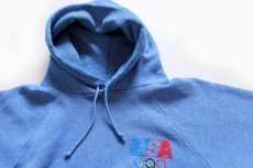 画像2: 80s USA製 Levi'sリーバイス USA OLYMPICオリンピック スウェットパーカー 杢ブルー L (2)