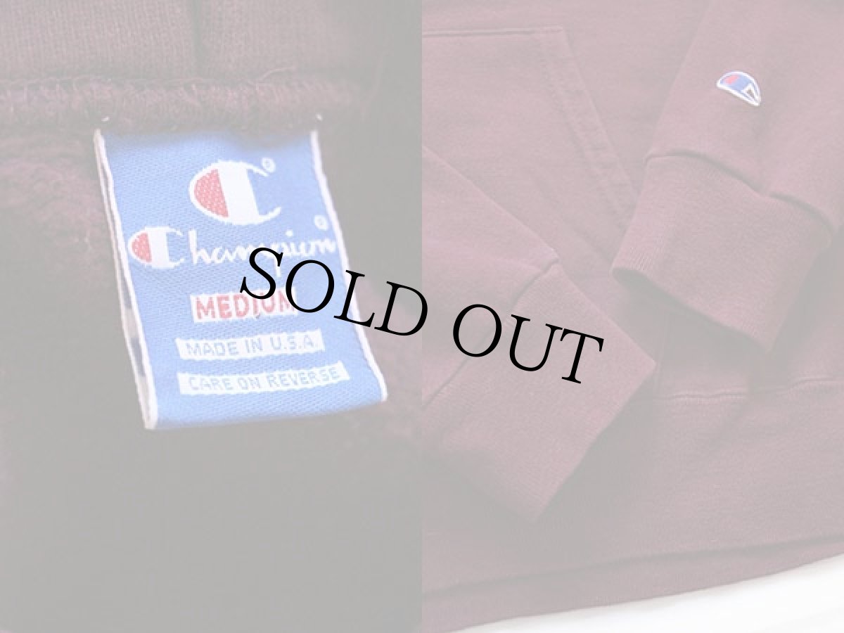 画像3: 90s USA製 Championチャンピオン MINNESOTA 前V スウェットパーカー バーガンディ M (3)