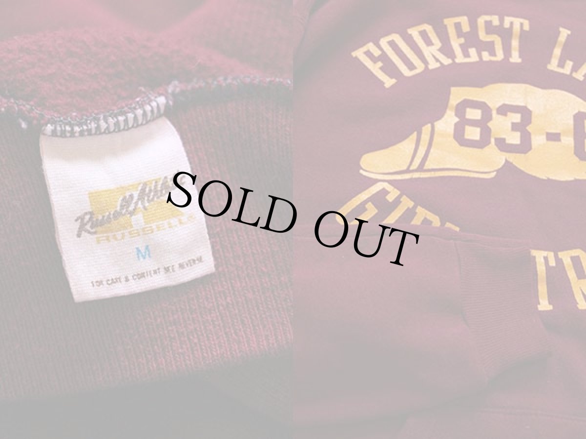 画像3: 80s USA製 RUSSELLラッセル ウイングフット 三段中抜き スウェットパーカー バーガンディ M (3)