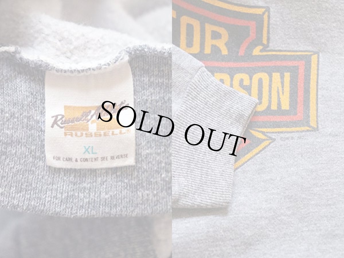 画像3: 80s USA製 RUSSELLラッセル HARLEY-DAVIDSONハーレー ダビッドソン ロゴ スウェットパーカー グレー XL (3)