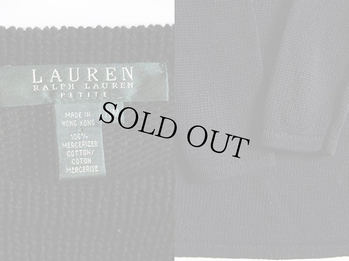 画像3: LAUREN ラルフローレン ボートネック 七分袖 コットンニット セーター 黒 M (3)