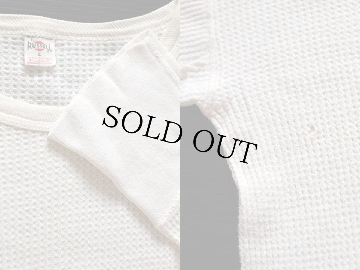 画像3: 60s RUSSELLラッセル コットン サーマルシャツ ナチュラル L (3)