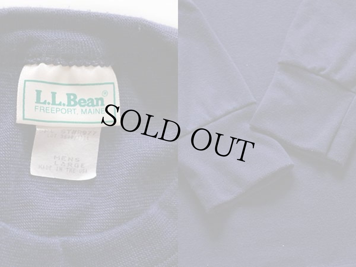画像3: 90s USA製 L.L.Bean アンダーシャツ 紺 L (3)