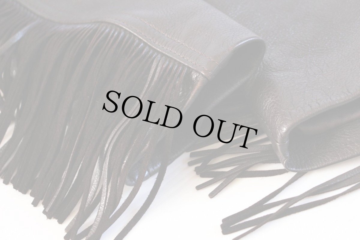 画像8: 70s USA製 W.B.PLACE&Co フリンジ ディアスキン レザージャケット 焦げ茶 38 (8)