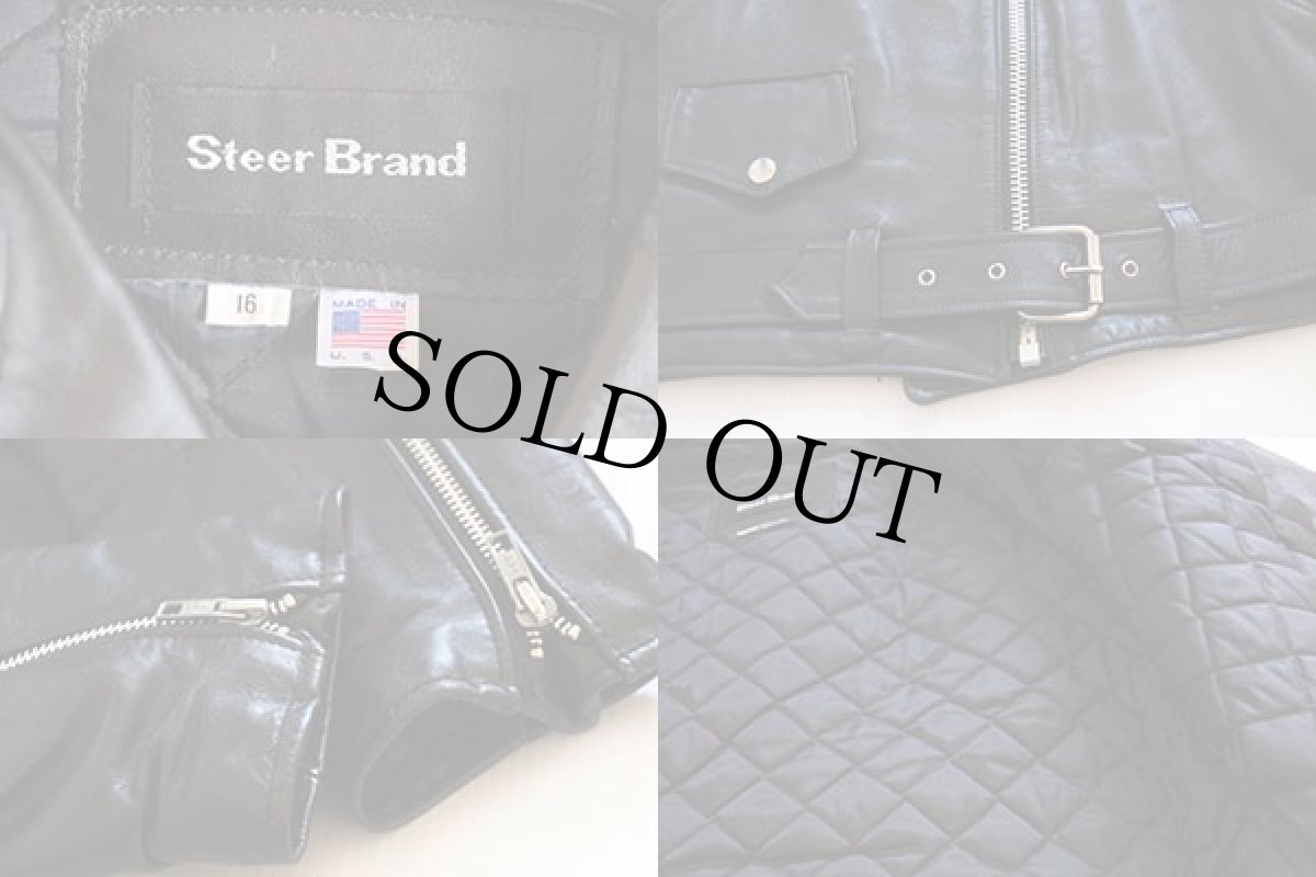 画像4: USA製 Steer Brand キルティングライナー ショート丈 ダブルライダース レザージャケット 黒 16 (4)