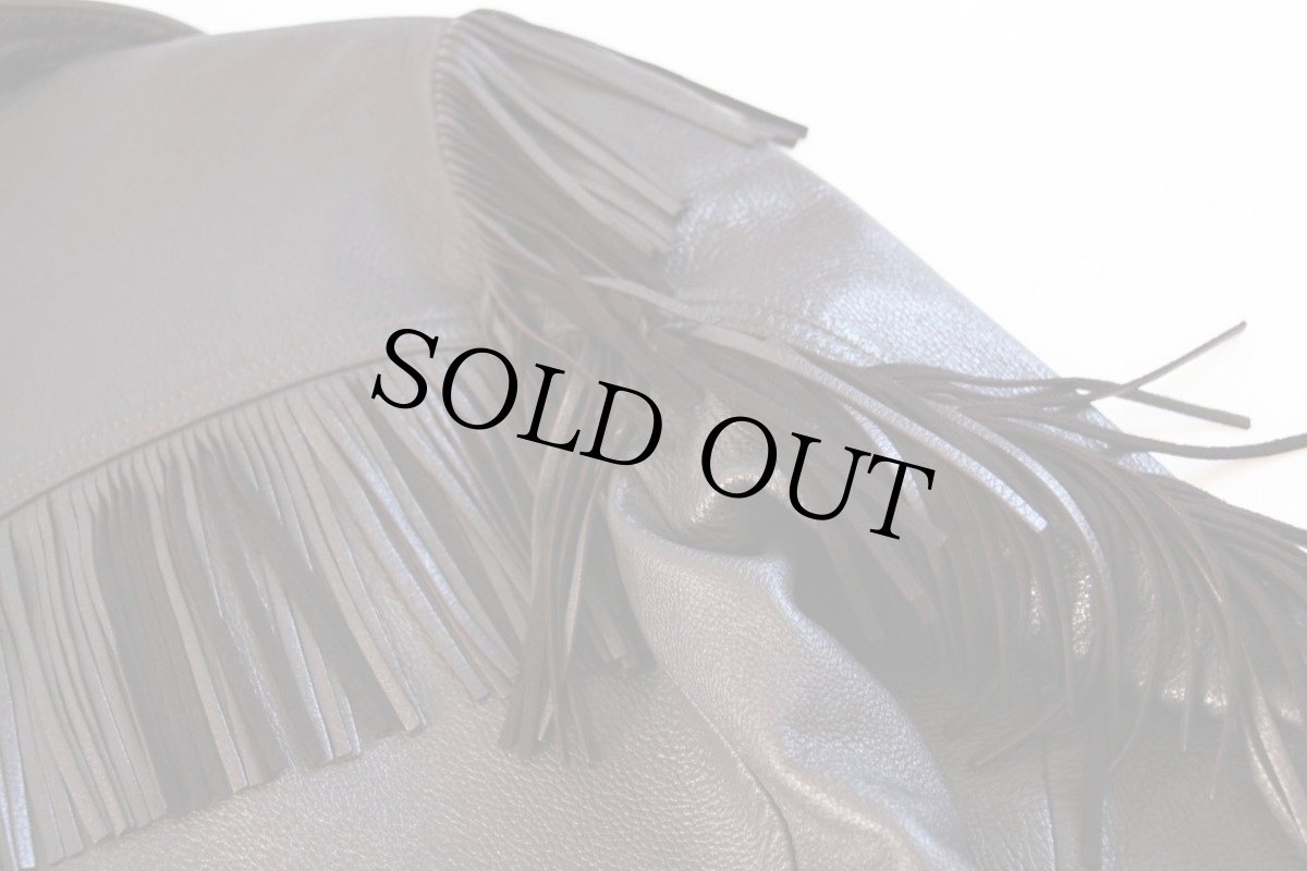 画像7: 70s USA製 W.B.PLACE&Co フリンジ ディアスキン レザージャケット 焦げ茶 38 (7)