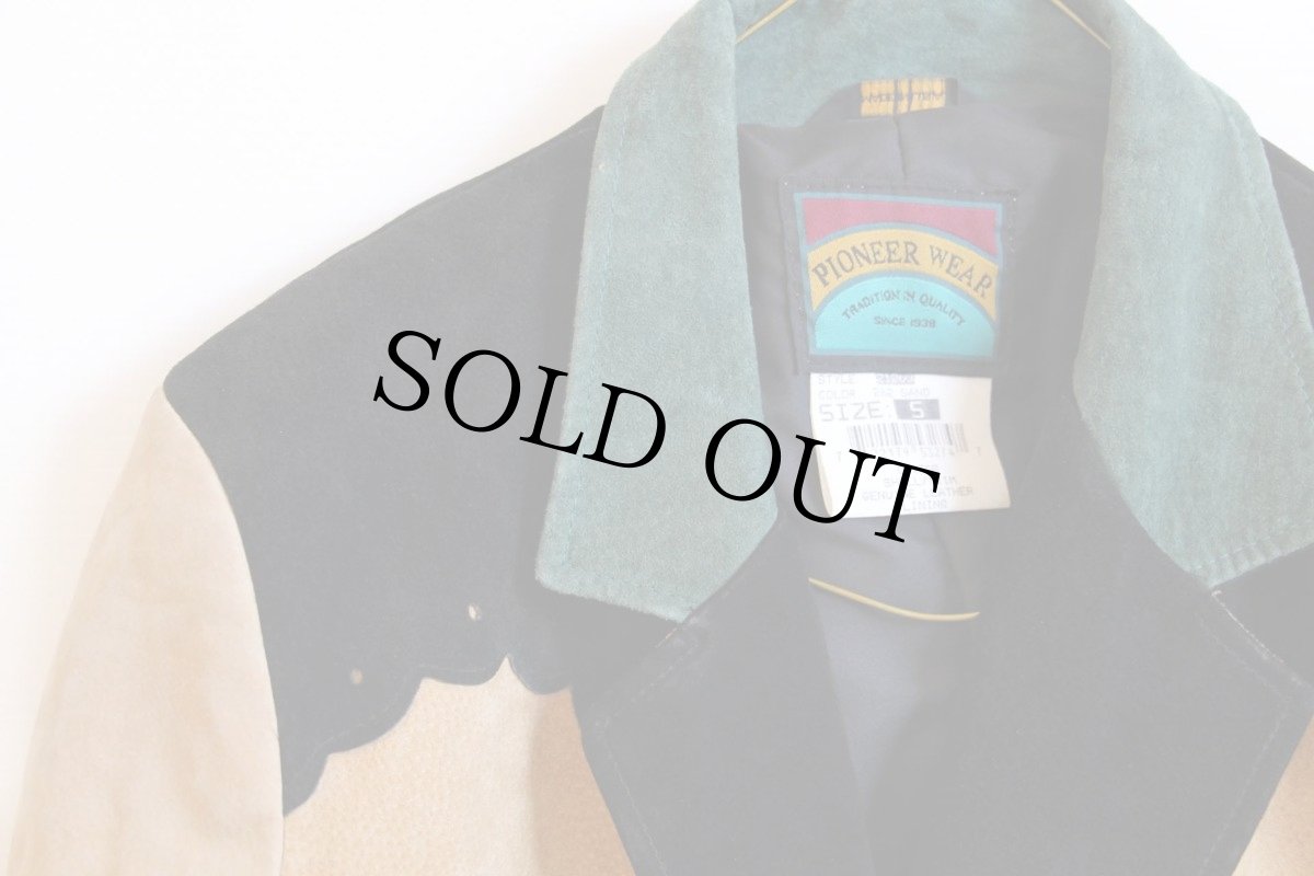 画像3: 80s USA製 PIONEER WEAR マルチカラー ショート丈 スエードレザージャケット S (3)