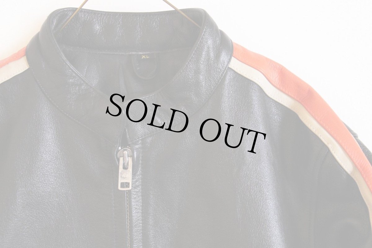 画像3: HOT LEATHERS シングルライダース レザージャケット ライン入り 黒 XL (3)