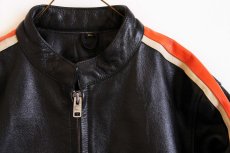 画像3: HOT LEATHERS シングルライダース レザージャケット ライン入り 黒 XL (3)