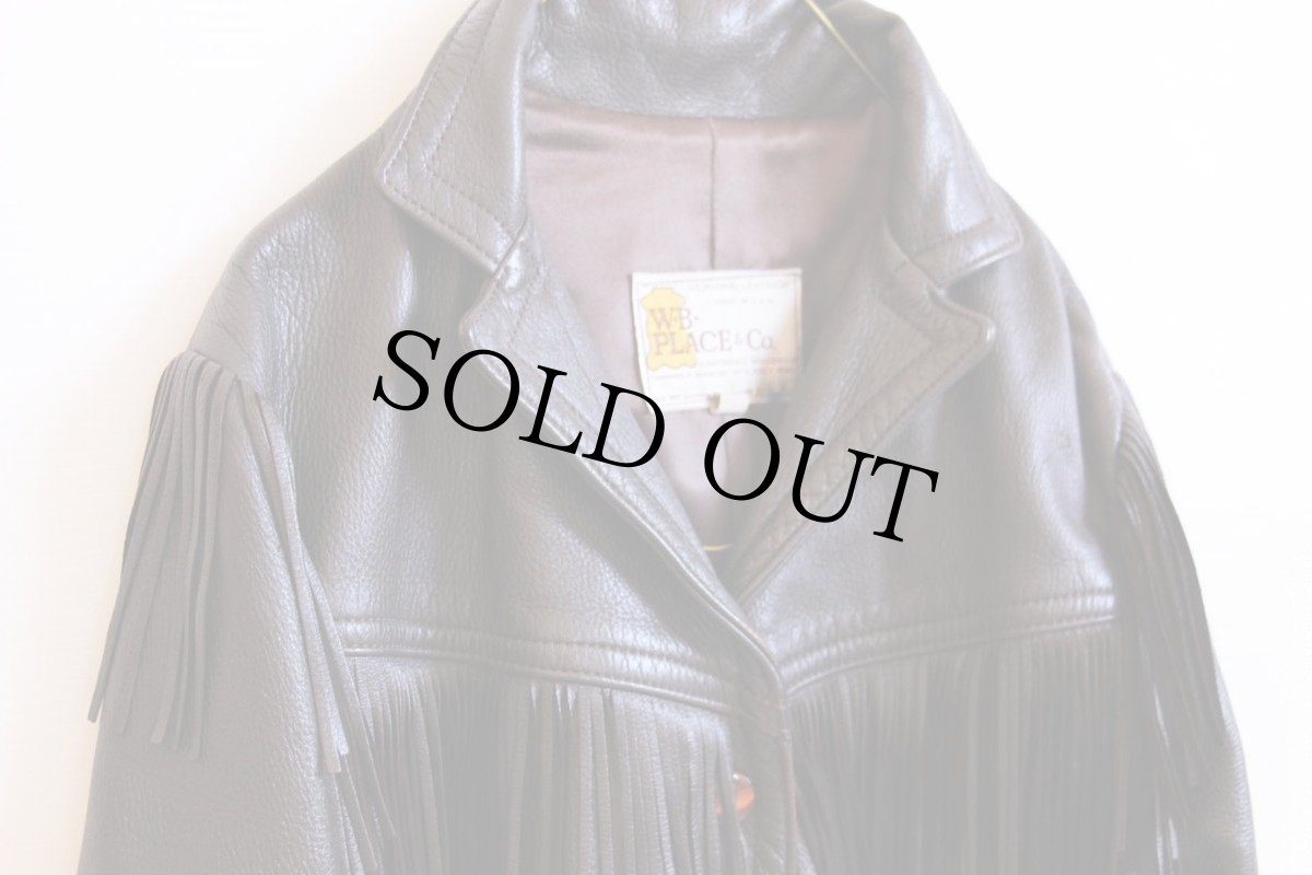 画像3: 70s USA製 W.B.PLACE&Co フリンジ ディアスキン レザージャケット 焦げ茶 38 (3)