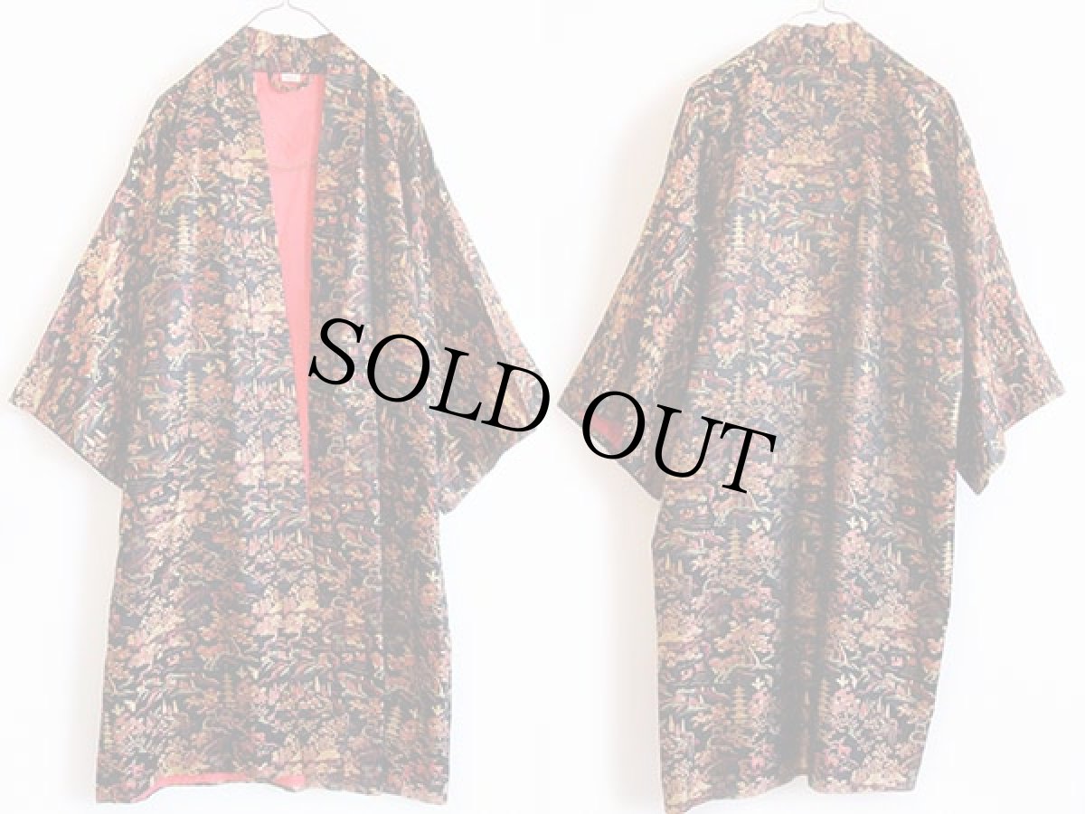 画像2: ビンテージ 日本製 総柄 サテン スカガウン (2)