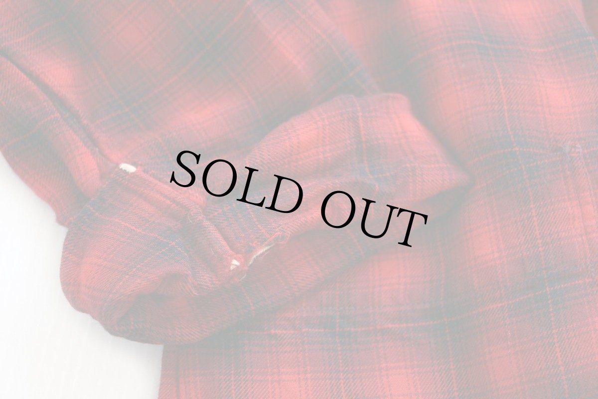 画像5: 50s Coronel オンブレチェック レーヨン ガウン 赤×黒 (5)