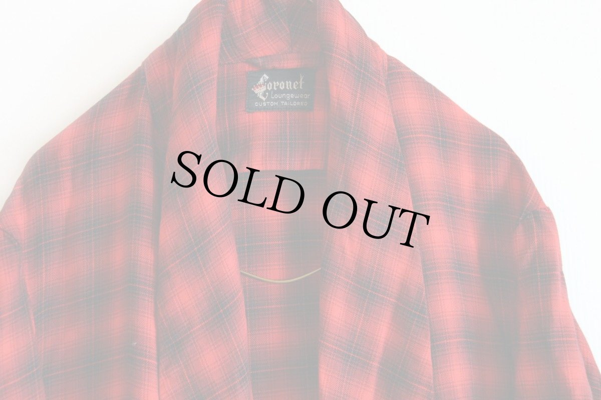 画像3: 50s Coronel オンブレチェック レーヨン ガウン 赤×黒 (3)