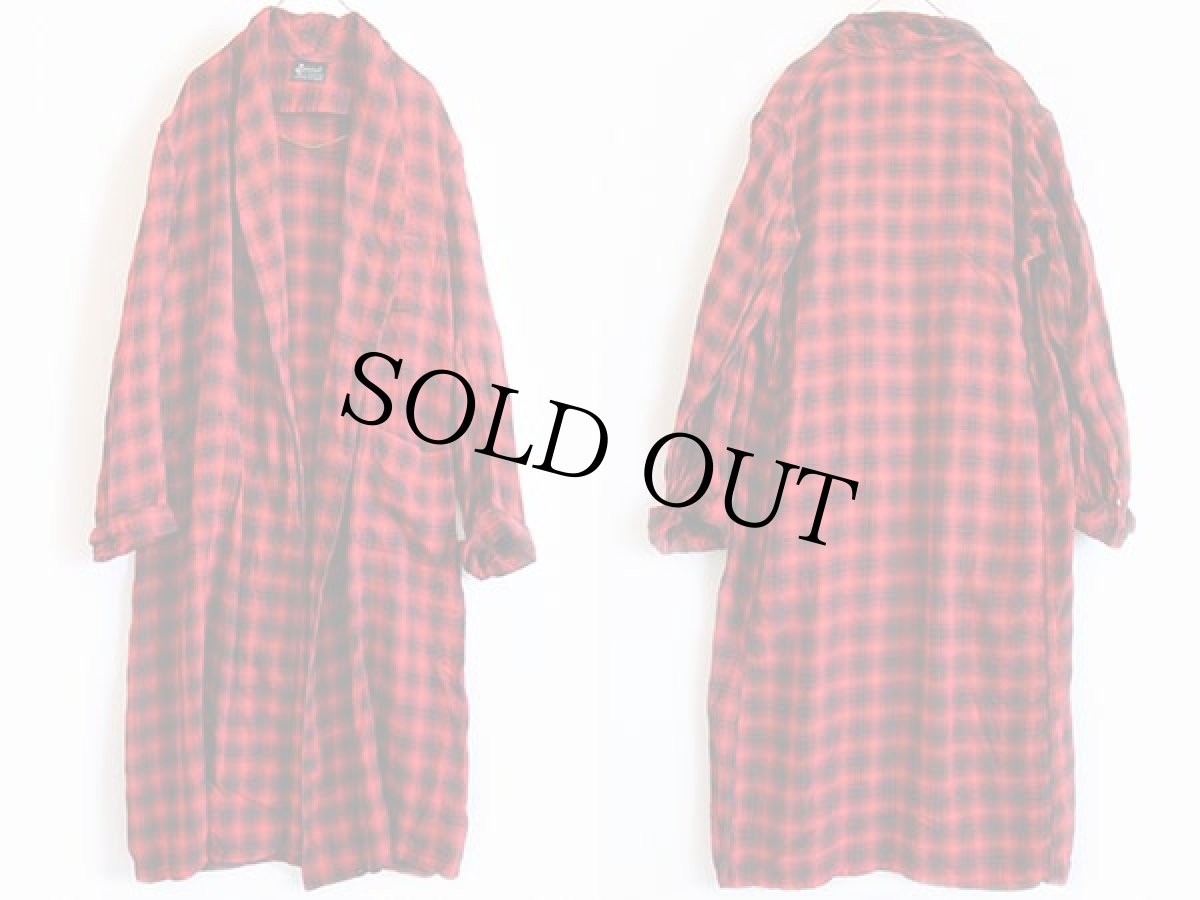 画像2: 50s Coronel オンブレチェック レーヨン ガウン 赤×黒 (2)