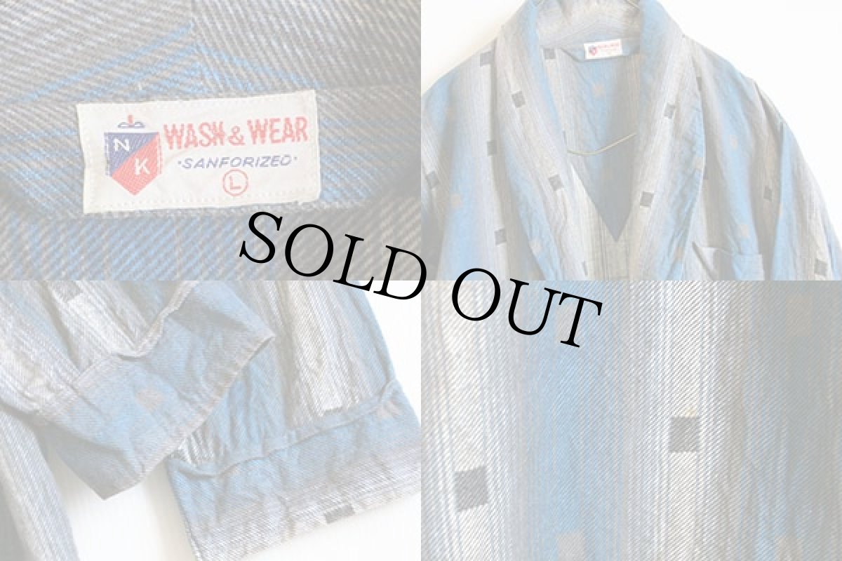 画像3: 50s ストライプ プリントネル ガウン L (3)