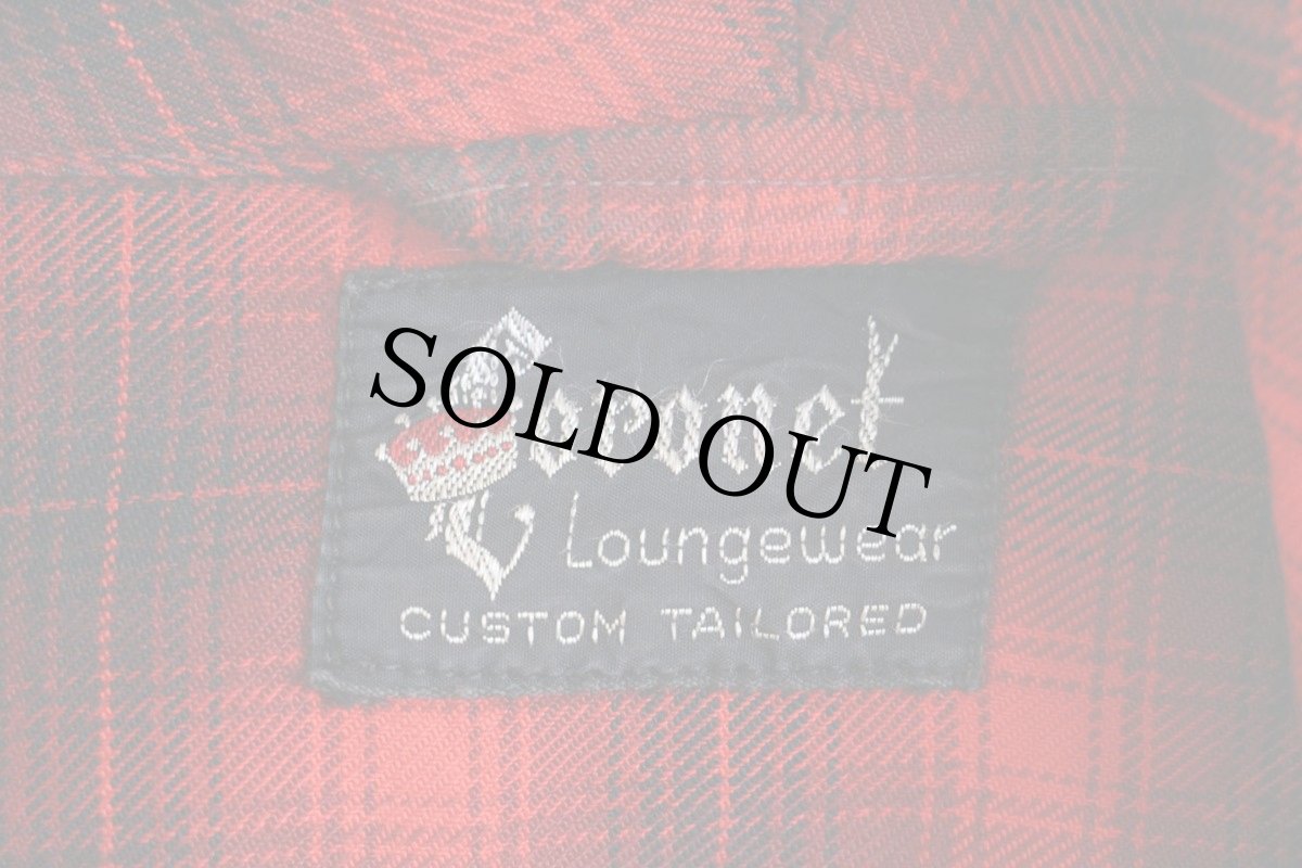 画像4: 50s Coronel オンブレチェック レーヨン ガウン 赤×黒 (4)