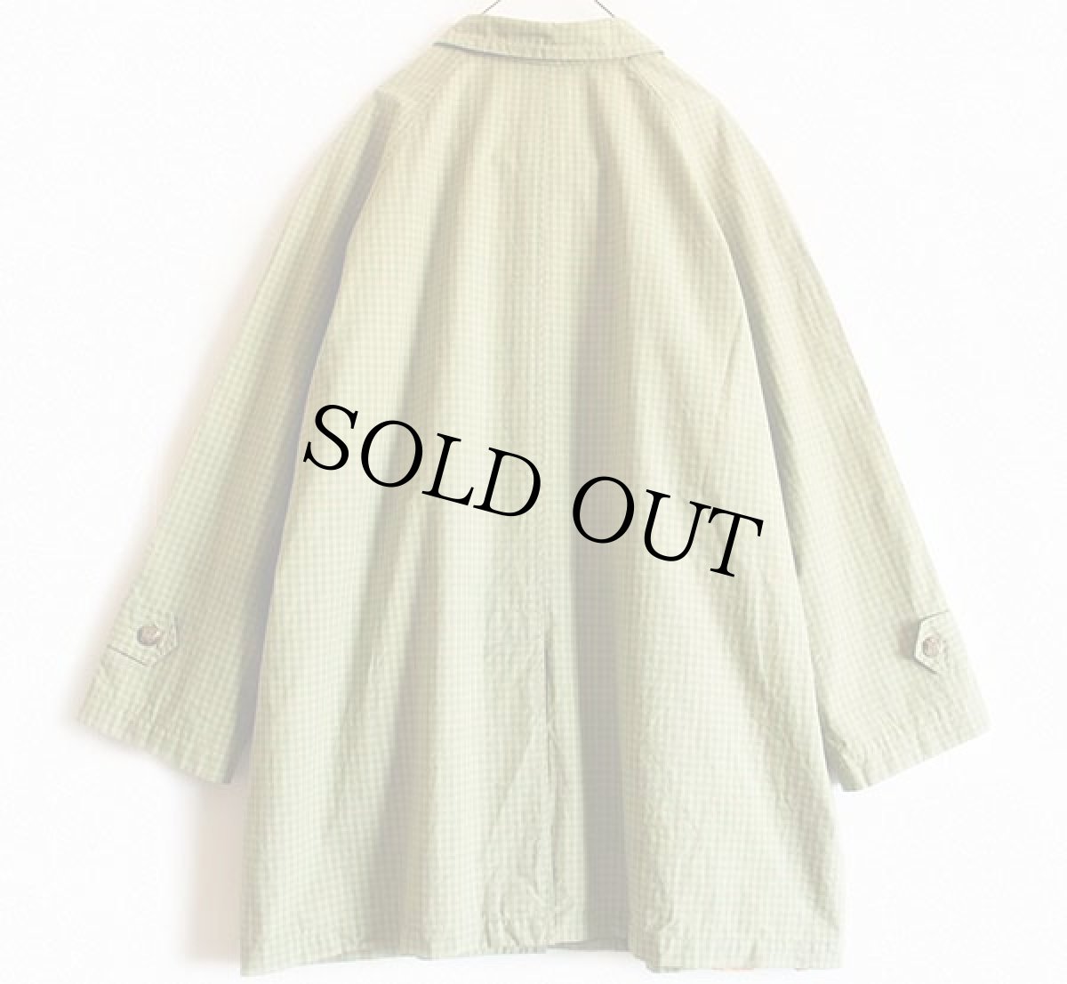 画像2: 90s GAPギャップ ギンガムチェック ステンカラーコート 黄緑 L (2)