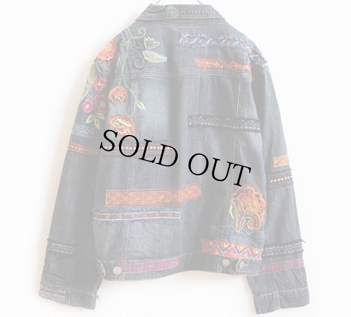 画像2: CHICO'S 花柄刺繍＆チロリアンテープ デニムジャケット 1 (2)