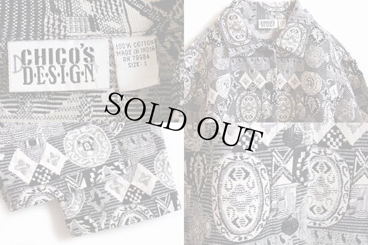 画像3: 90s CHICO'S DESIGN 総柄 コットン ゴブラン織り ジャケット 1 (3)