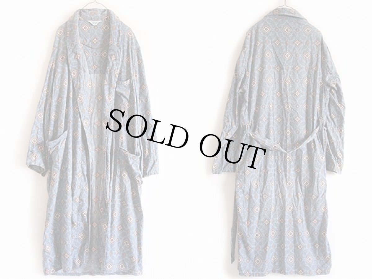 画像2: 60s PILGRIMピルグリム ペイズリー 総柄 コットンガウン 42/44 (2)