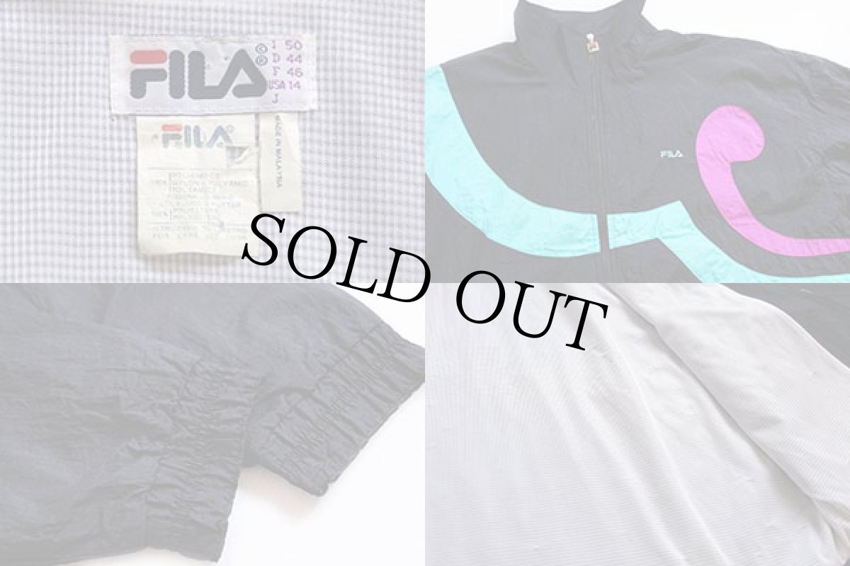 画像3: 90s FILAフィラ ナイロンジャケット 黒 14 (3)