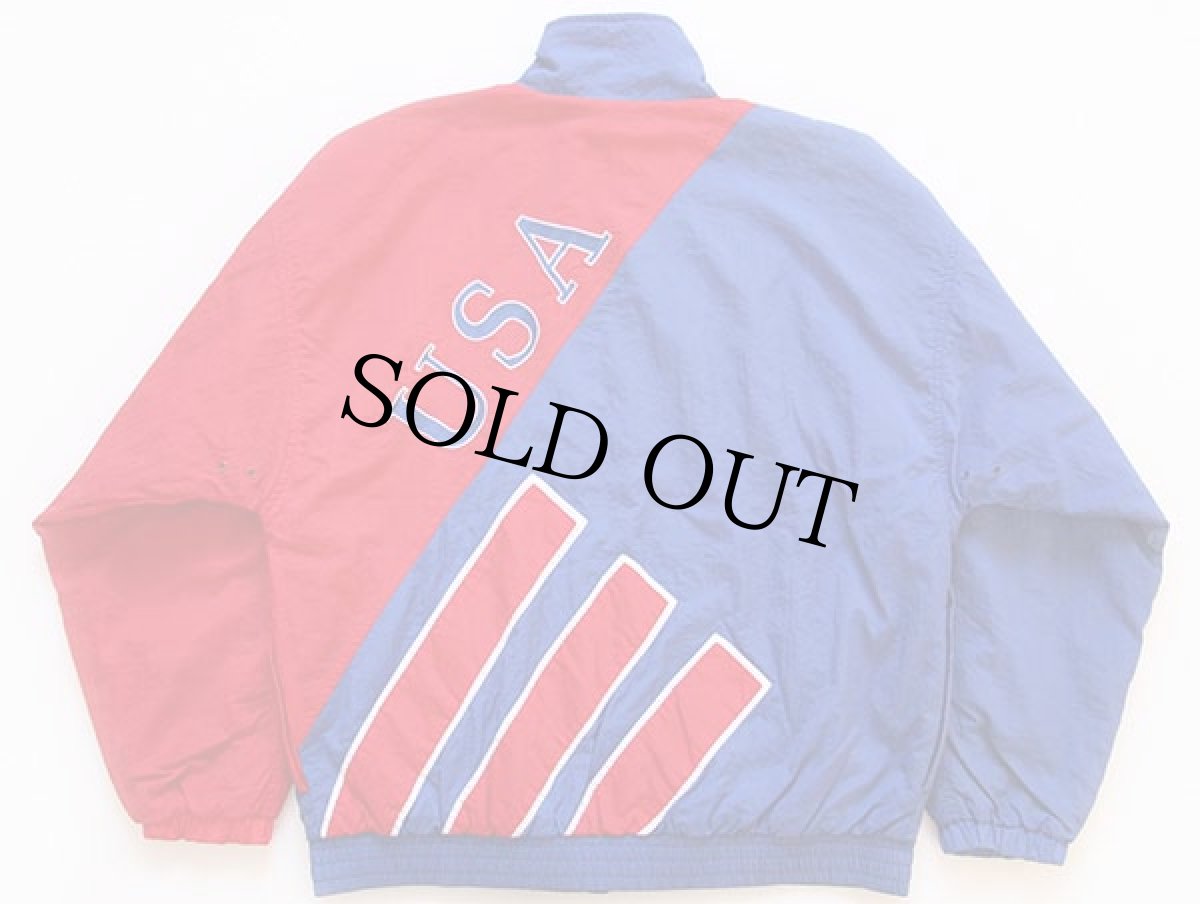 画像2: 90s adidasアディダス USA 切り替え 中綿入り ナイロンジャケット 青×赤 M (2)