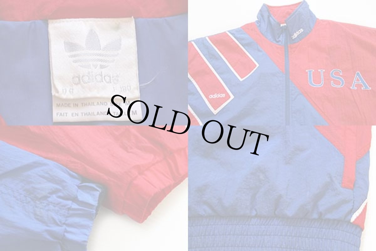 画像3: 90s adidasアディダス USA 切り替え 中綿入り ナイロンジャケット 青×赤 M (3)
