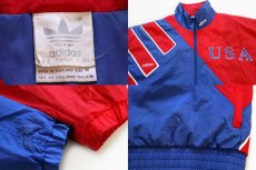 画像3: 90s adidasアディダス USA 切り替え 中綿入り ナイロンジャケット 青×赤 M (3)