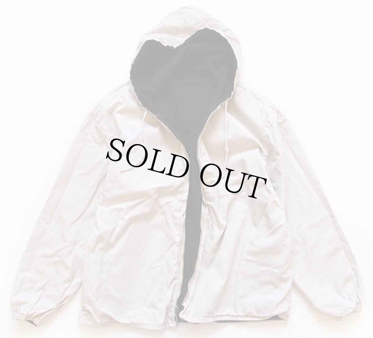 画像2: 70s UNKNOWN リバーシブル コットンパーカー 黒×オフホワイト (2)