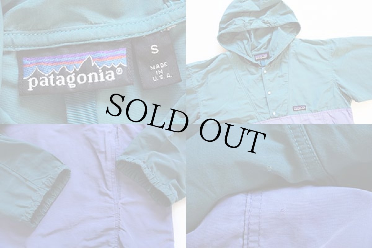画像3: 80s USA製 patagoniaパタゴニア ツートン ナイロン アノラックパーカー 薄緑×薄紫 S (3)