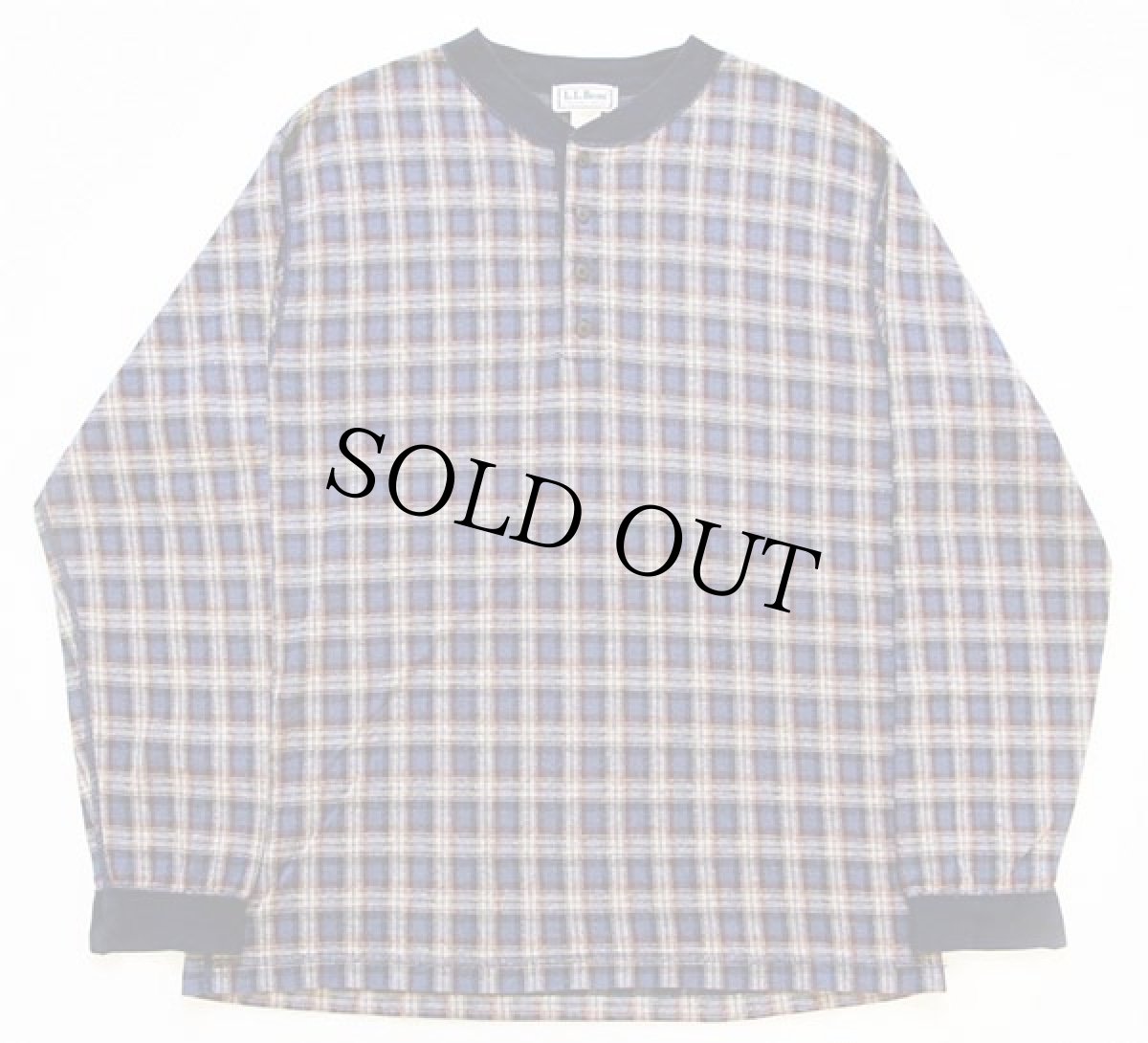 画像2: 90s USA製 L.L.Bean チェック ヘンリーネック カットソー L (2)