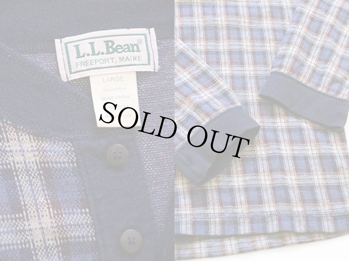 画像3: 90s USA製 L.L.Bean チェック ヘンリーネック カットソー L (3)
