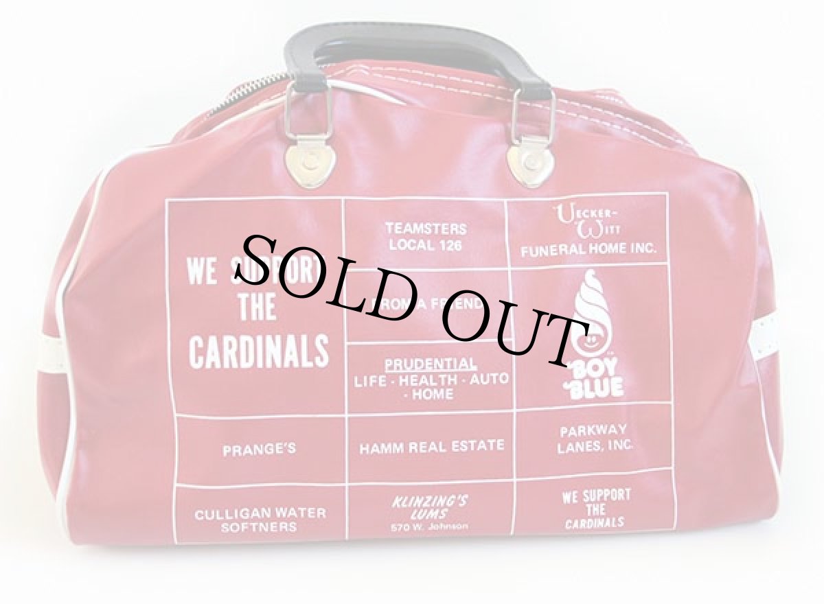 画像2: デッドストック★80s FONDY CARDINALS ボストンバッグ 赤 (2)