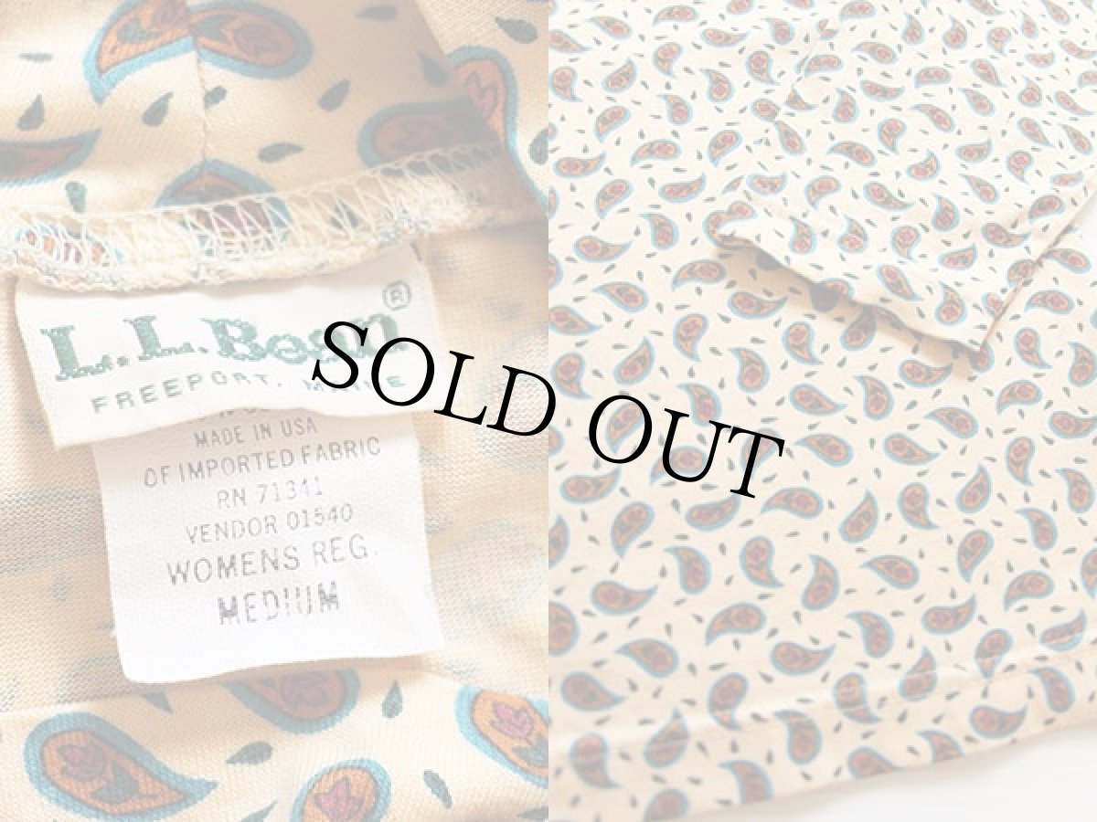 画像3: 80s USA製 L.L.Bean ペイズリー 総柄 ハイネック カットソー W-M (3)