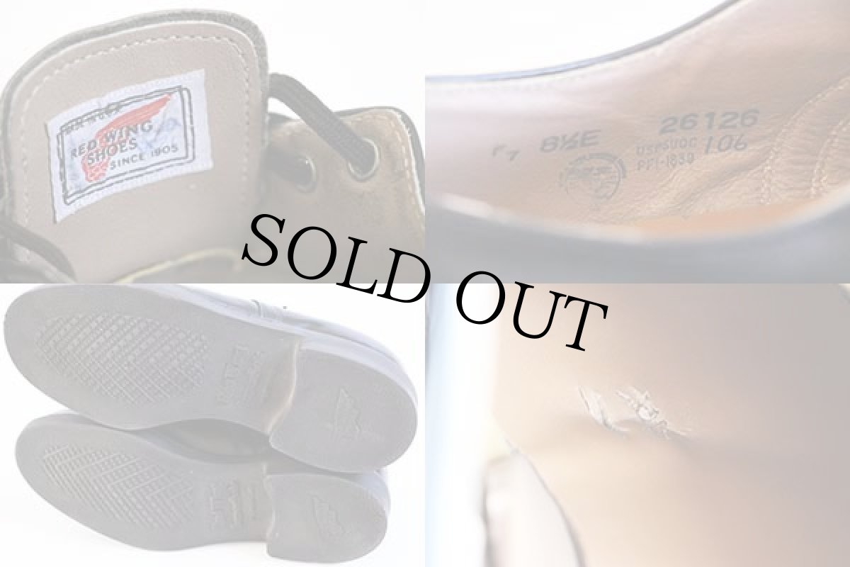 画像4: 80s USA製 REDWINGレッドウイング 106 Uチップ/モックトゥ ポストマン レザーシューズ 黒 8.5E (4)