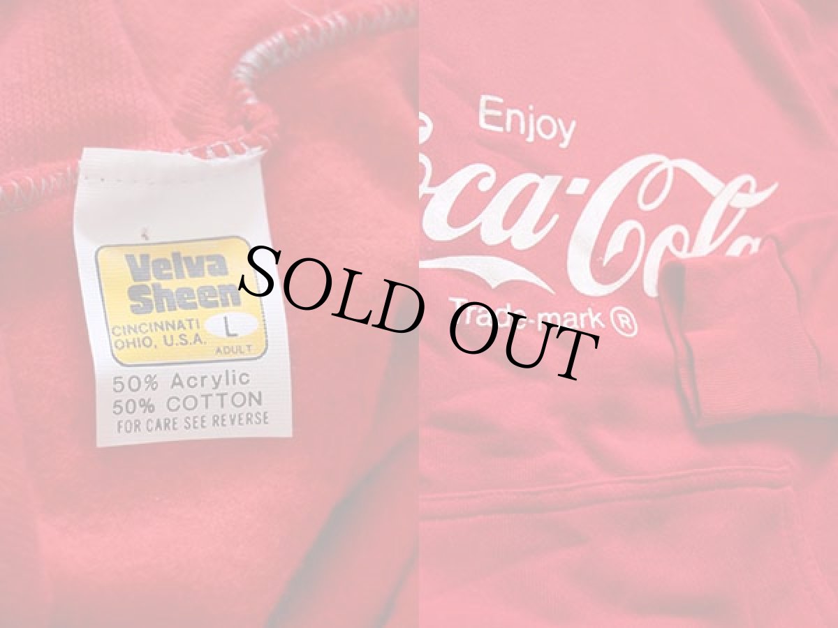 画像3: デッドストック★80s USA製 Velva Sheen Coca-Colaコカコーラ ロゴ スウェットパーカー 赤 L (3)