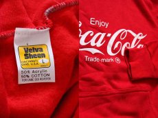 画像3: デッドストック★80s USA製 Velva Sheen Coca-Colaコカコーラ ロゴ スウェットパーカー 赤 L (3)