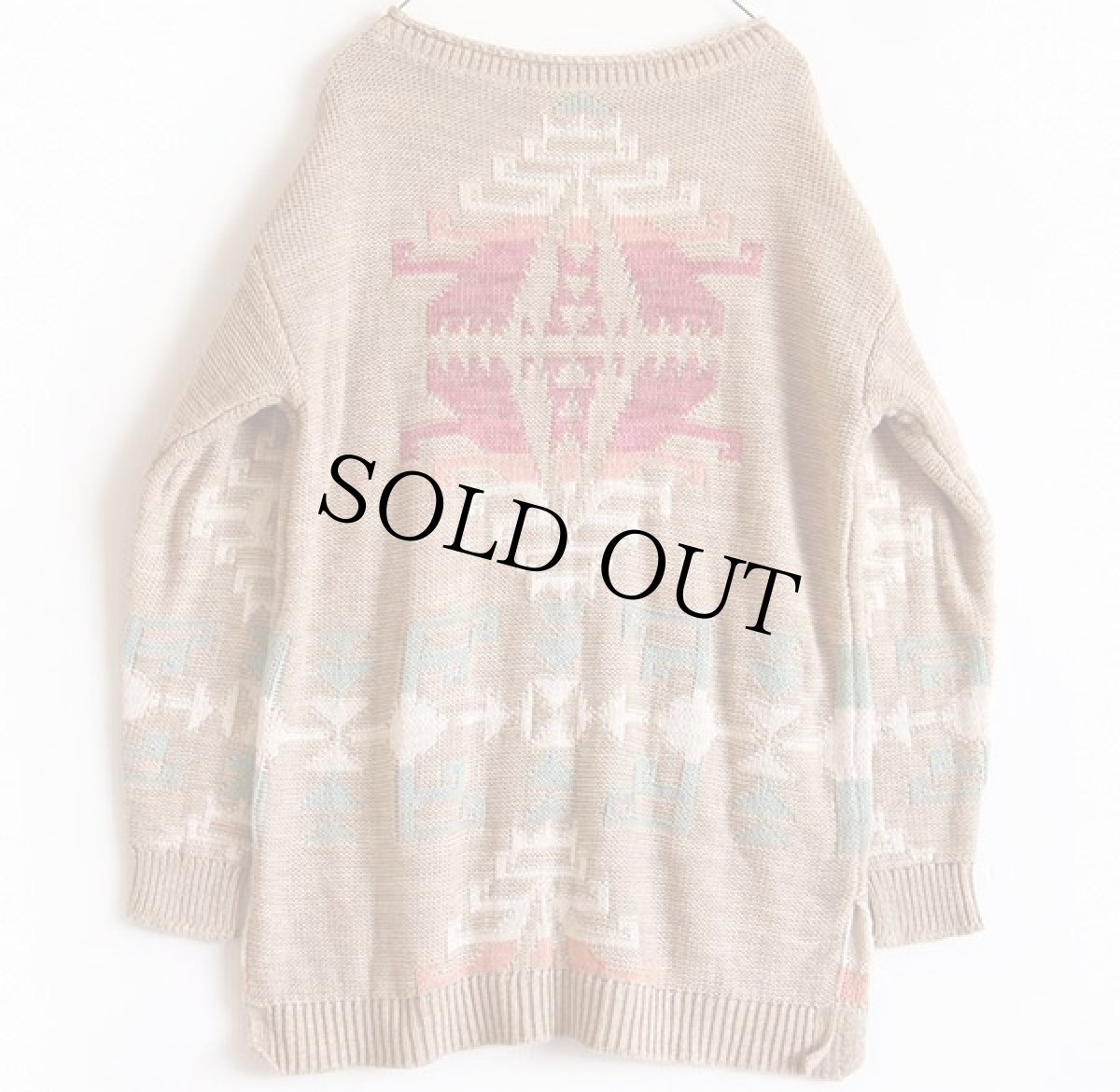 画像2: 未使用★LAUREN ラルフローレン ネイティブ柄 リネン×コットンニット セーター M (2)