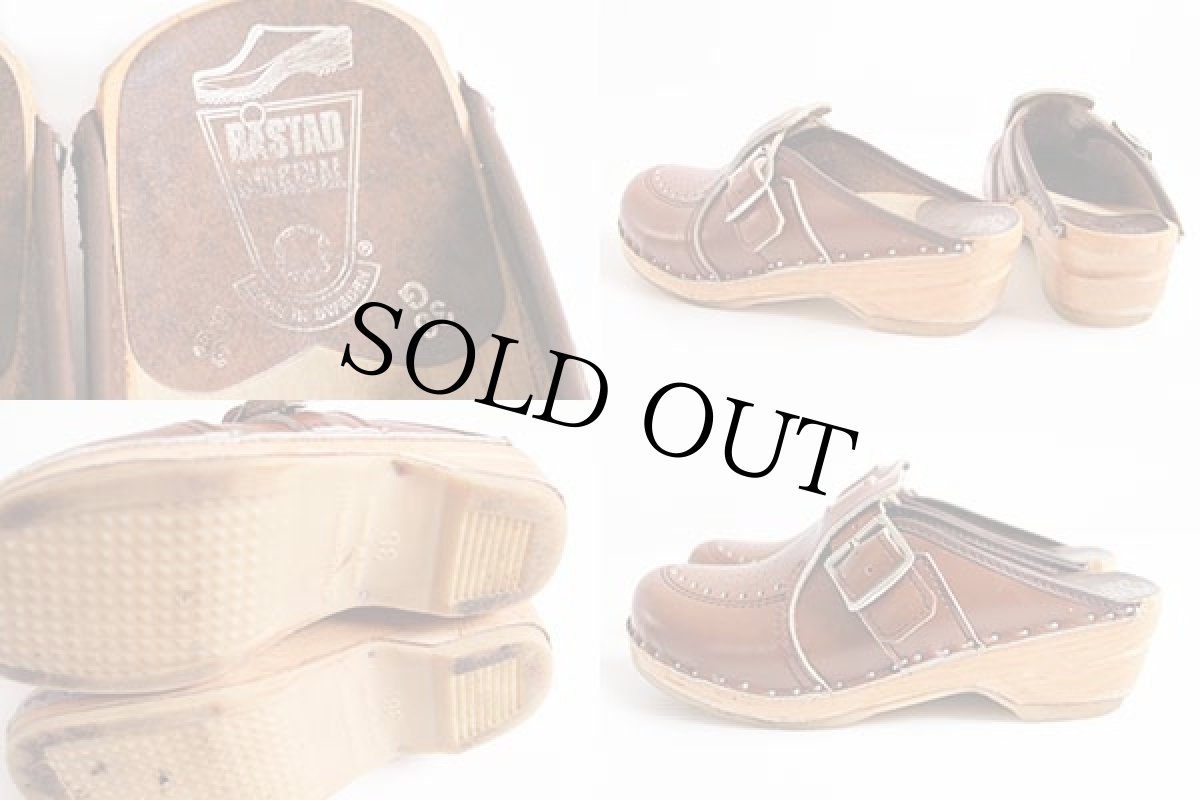 画像5: スウェーデン製 BASTAD レザー サボ サンダル 茶 36★クロッグ (5)