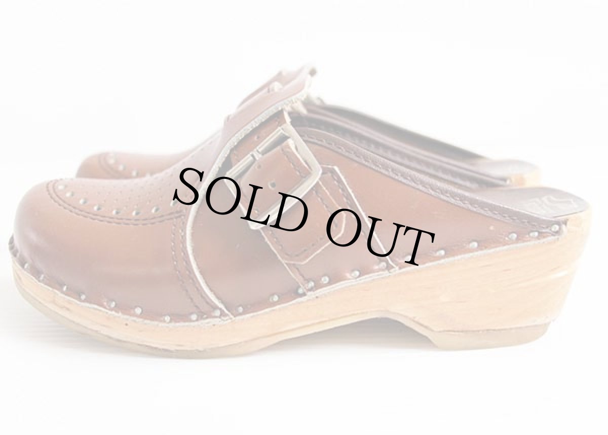 画像3: スウェーデン製 BASTAD レザー サボ サンダル 茶 36★クロッグ (3)