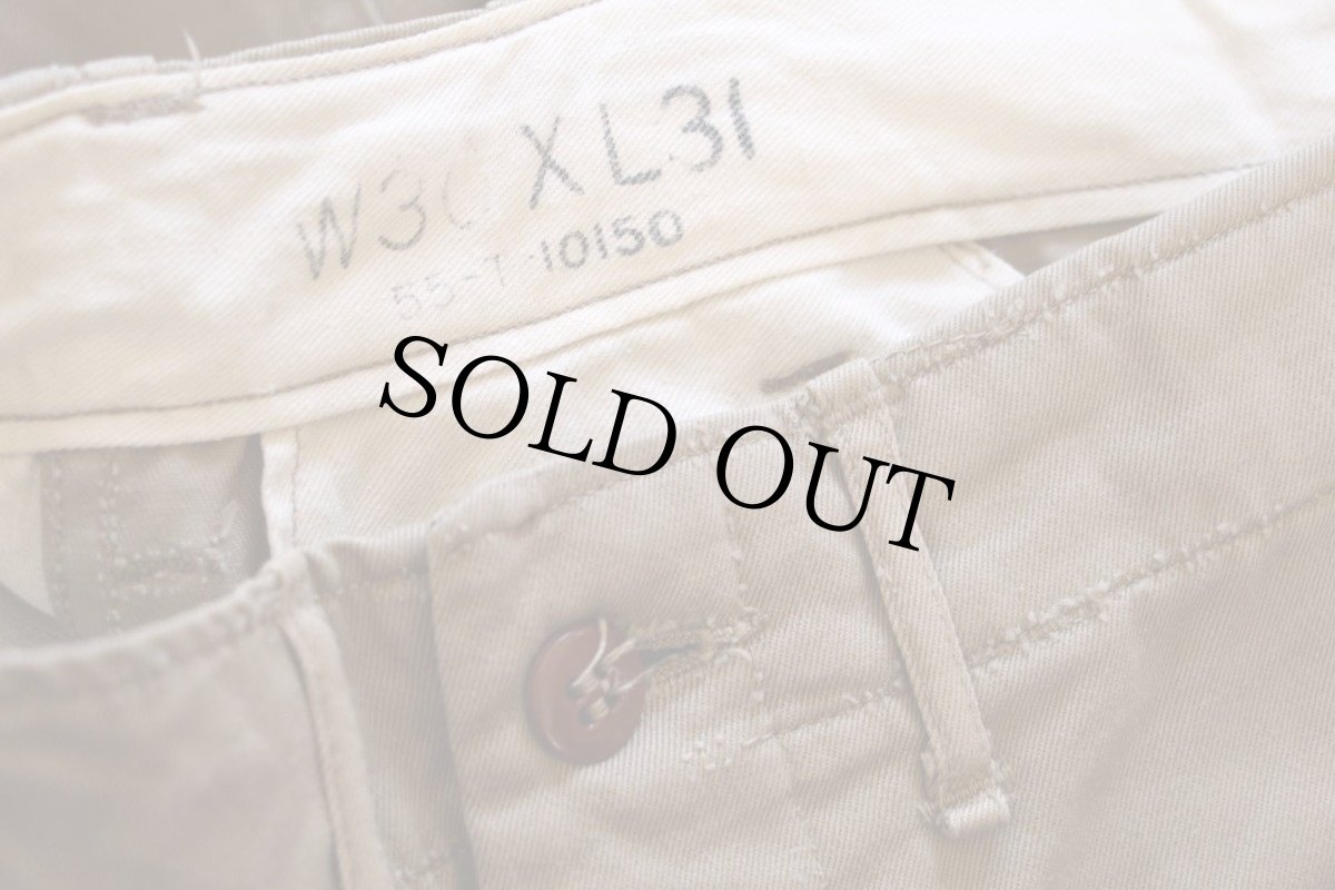 画像4: 40s 米軍 U.S.ARMY M-45 ダブルステッチ コットン チノパン カーキ w30 L31 (4)