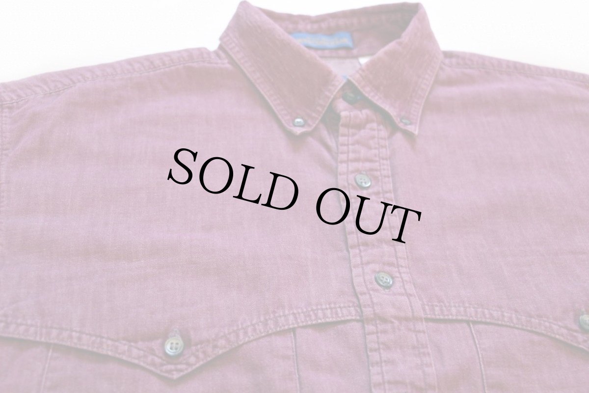 画像2: 90s USA製 PENDLETONペンドルトン 無地 ボタンダウン ダンガリーシャツ 紫 M (2)